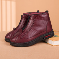 红色 35 妈妈鞋棉鞋女秋冬季加绒平底防滑老人奶奶短靴中老年人保暖雪地靴