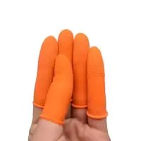 防滑手指套约260个/包(S码) 防滑手指套橙色耐磨护指点钞加厚指头套硅胶乳橡胶防护手指保护套