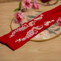 红色孔雀 百搭绣花刺绣发带古风汉服发带头饰古装饰品发绳配饰头绳配饰飘带