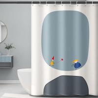 机智小人[升级加厚] 宽80*高180[送挂钩] 卫生间浴帘加厚防水防霉浴帘布浴室隔断帘窗帘门帘浴帘套装免打孔
