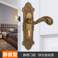 黄古铜(静音型) 35-45MM 通用型 带钥匙 欧式家用门锁通用型室内房间门锁实木门锁具磁吸静音门锁门把手