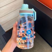 蓝色600ml带吸管-U69 大容量玻璃杯1000ml男女玻璃水瓶水壶耐高温便携可爱ins家用大号