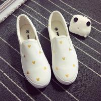 白色 (黄色米奇) 35 平底一脚蹬懒人鞋女士布鞋学生白色帆布鞋女平跟休闲乐福鞋小白鞋