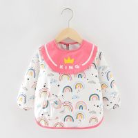 皇冠圆领彩虹 90 建议0-2岁 罩衣女宝宝吃饭围兜防水外穿儿童围裙防脏食饭衣幼儿园婴儿护衣