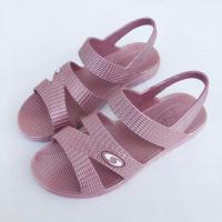 浅紫色 36 适合35脚 夏季女塑料中老年妈妈老人凉鞋平跟露趾防水台百搭防滑女士一体鞋