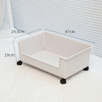 山茶花白[带滚轮/可360°旋转] 常规 桌下书本收纳盒带滑轮桌面书箱可移动装放书籍收纳箱学生宿舍神器