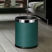 10L墨绿罗马柱 银圈 垃圾桶家用大号大容量客厅双层厨房卧室高档北欧ins现代轻奢风桶