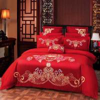 安居先森全棉绣花婚庆四件套D1707