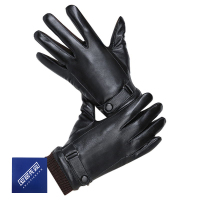 安居先森防寒保暖加绒PU皮手套触屏一线款男式黑色(10双起售)