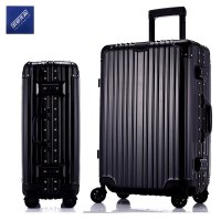 安居先森6820合金铝框PC拉杆箱行李箱 20寸黑色