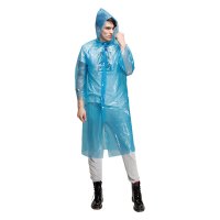安居先森KS012PE2.5纽扣式半透明一次性加厚时尚雨衣雨披PE 成人均码 蓝色 5件起发(件)