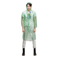 安居先森KS012PE2.5纽扣式半透明一次性加厚时尚雨衣雨披PE 成人均码 绿色 5件起发(件)