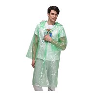 安居先森KS012PE2.5纽扣式半透明一次性加厚时尚雨衣雨披PE 成人均码 绿色 5件起发(件)