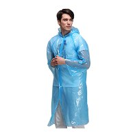 安居先森KS012PE2.5纽扣式半透明一次性加厚时尚雨衣雨披PE 成人均码 蓝色 5件起发(件)