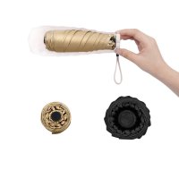 安居先森新一代金胶5骨五折迷你便携晴雨两用口袋伞 金胶樱花粉