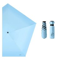 安居先森超轻迷你五折口袋伞拇指伞 黑胶天蓝