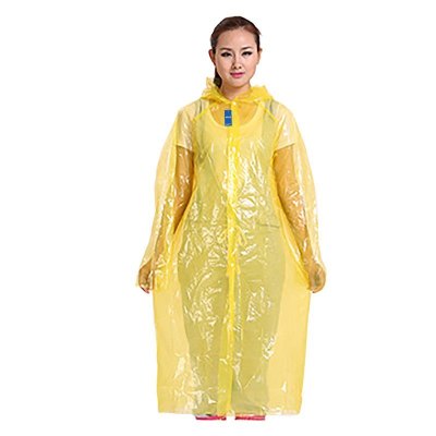 安居先森KS007PE2.5一次性加厚连体时尚雨衣雨披PE 成人均码 黄色