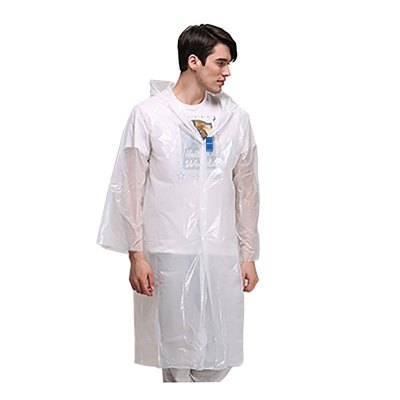 安居先森KS007PE2.5一次性加厚连体时尚雨衣雨披PE 成人均码 白色