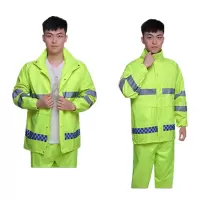 安居先森透气防水面料 分体式劳保雨衣执勤交通荧光绿YZY-019 荧光绿L(套)