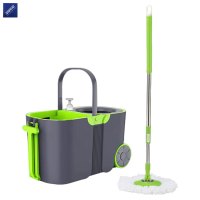 安居先森0432拖把桶套装旋转大容量大滚轮提手双驱拖把桶配拖把头2个