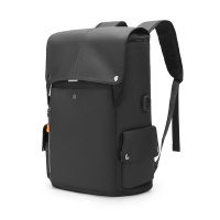 安居先森0604大容量多隔层带反光条简约潮流双肩包电脑包 黑色