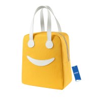 安居先森笑脸牛津布手提式加厚防水保温铝箔简约便当包饭盒袋 RH248大号 黄色