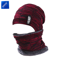 安居先森22D8防寒保暖加绒针织帽子围脖两件套 红色(套)