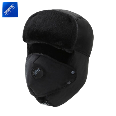安居先森20D65防寒保暖加绒雷锋帽带口罩防尘阀 黑色(个)