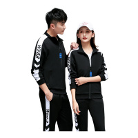 安居先森1718运动休闲套装65%棉,30%锦纶,5%氨纶黑白女款M-3XL 男款L-5XL