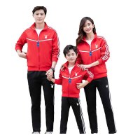 安居先森666运动休闲套装93%聚酯纤维 7%氨纶男女同款红色S-5XL
