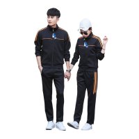 安居先森1818长款运动套装南韩丝(95%聚酯纤维5%氨纶)黑色男款L-4XL