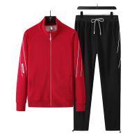 安居先森8877时尚休闲运动套装男女同款S-5XL红色(套)