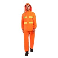 安居先森牛津布反光加厚分体式劳保雨衣执勤环卫橙色YZY-014 橙色3XL(套)