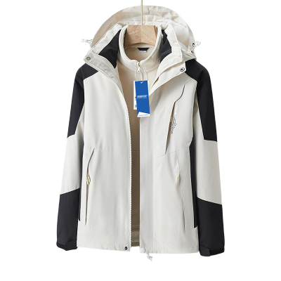 安居先森1818抓绒内胆冲锋衣女款 白黑色M-4XL