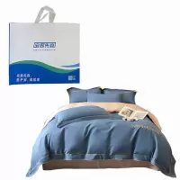 安居先森D1537赫伦系列全棉贡缎宽边刺绣三件套宾利蓝+奶茶
