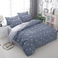 安居先森C1060活性印染亲肤植物棉印花单人床三件套蓝灰色