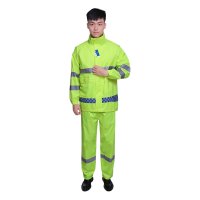 安居先森透气防水面料 分体式劳保雨衣执勤交通荧光绿YZY-019 荧光绿L-3XL(套)