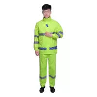安居先森透气防水面料 分体式劳保雨衣执勤交通荧光绿YZY-019 荧光绿L-3XL(套)