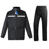 安居先森春亚纺反光加厚分体式劳保雨衣YZY-010 黑色 L-4XL(套)