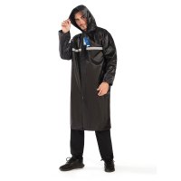 安居先森牛津布反光加厚单层带拉链风衣式劳保雨衣YZY-002 黑色M-4XL(套)