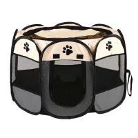 小号74*74*43 米白+灰色 宠物八角帐篷猫笼猫窝可折叠牛津布耐抓猫帐篷猫产房八角宠物围栏