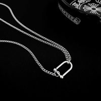 单U型马蹄扣项链[约44+5CM] 钛钢不掉色U型马蹄扣项链男ins潮嘻哈小众设计感锁骨链女情侣配饰