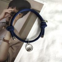 藏青色一条精美礼盒装 收藏宝贝有惊喜 吸铁石情侣手链一对男女ins小众感应学生编织手绳简约笑脸款闺蜜