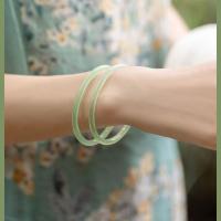 52-53浅青(1个) 浅绿色天然玉髓极简风手镯叮当镯细条玛瑙镯子冰条玉石极细手镯女