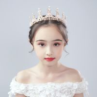 金色皇冠 儿童皇冠头饰公主女童王冠水晶大发箍粉色冰雪奇缘小朋友生日发饰