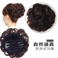 新款假发夹子花苞头酒红色 假发女发包盘发花苞头短发丸子头发饰古装发包发圈盘发神器发夹女