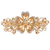 9厘米大号奢华香槟发夹 高档水晶花朵发夹轻奢夹子头饰后脑勺顶夹盘发饰品镶水钻头饰发卡