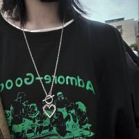 马赛克OT款--60长 嘻哈马赛克爱心项链女学生韩版个性OT毛衣链男长款像素桃心锁骨链