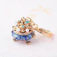 聚宝盆[蓝色] 聚宝盆钥匙扣元宝中国风挂件创意金色家财万贯金属挂件