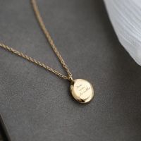 拉丝字母项链 钛钢椭圆金色字母项链女锁骨链不掉色拉丝质感吊坠送女友闺蜜礼物